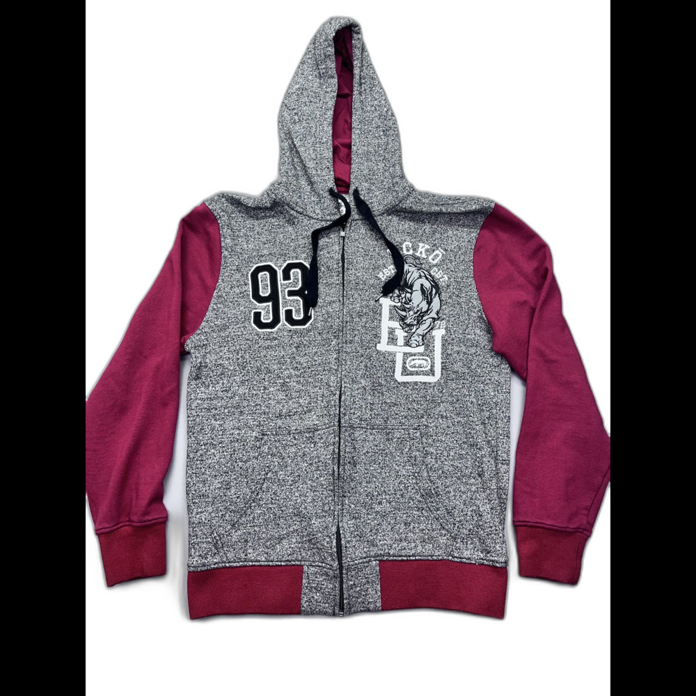 Mens Grey Echo Unltd Pull Over Hoodie Size L Embroidered Rhino‎ Logo Lightweight